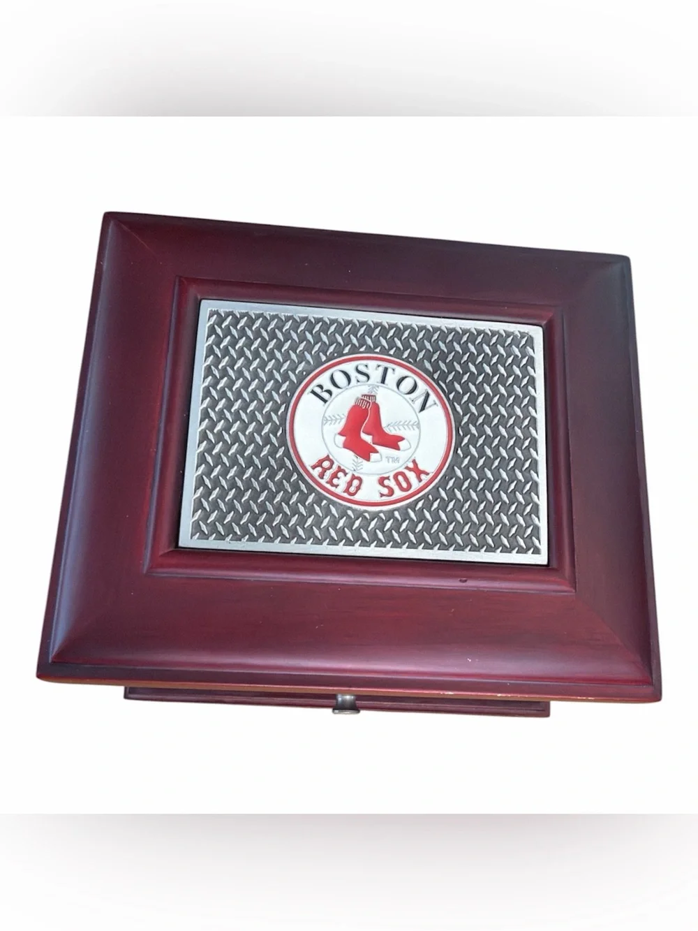 Boston Red Sox Wooden Jewelry Box in Deep Red
